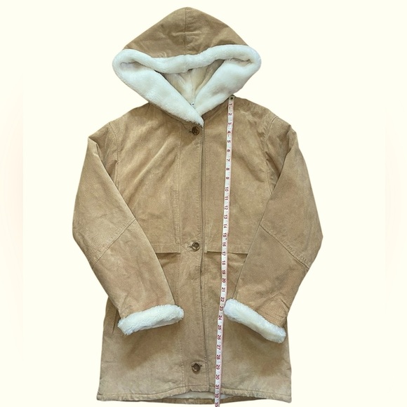 J. Percy for Marvin Richards Tan Leather Fur Lined Drawstring Hooded Coat - Picture 6 of 13